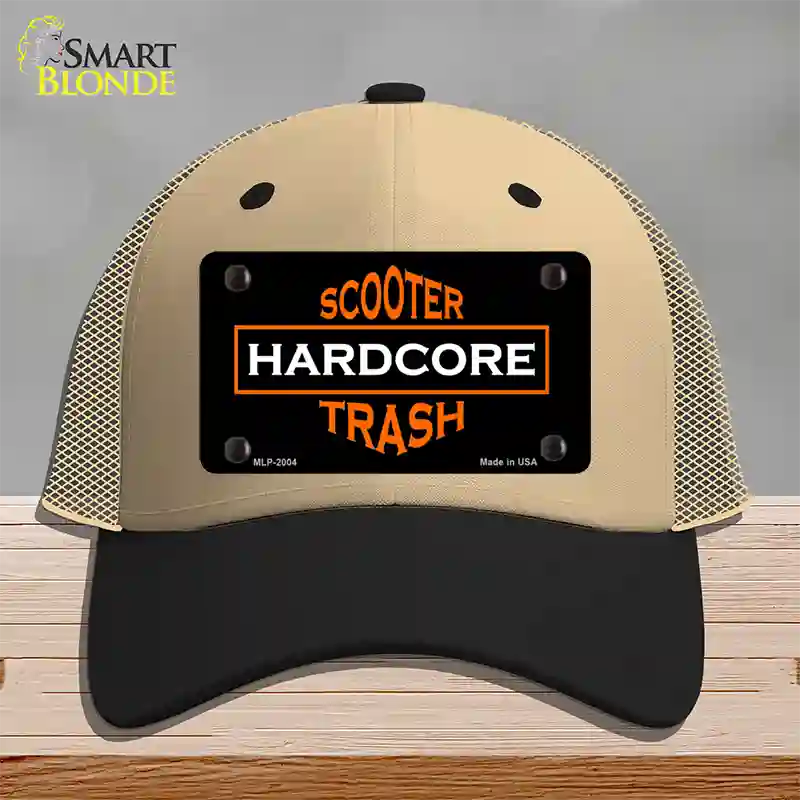 Hardcore Scooter Trash Black Novelty License Plate Hat Mesh / Khaki|Black