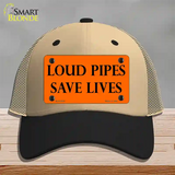 Loud Pipes Save Lives Novelty License Plate Hat Mesh / Khaki|Black