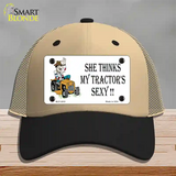 She Thinks My Tractors Sexy White Novelty License Plate Hat Mesh / Khaki|Black