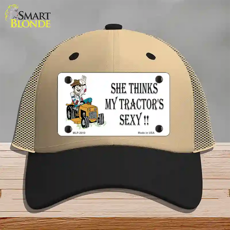 She Thinks My Tractors Sexy White Novelty License Plate Hat Mesh / Khaki|Black