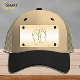 Flip Flops Yellow Novelty License Plate Hat Mesh / Khaki|Black