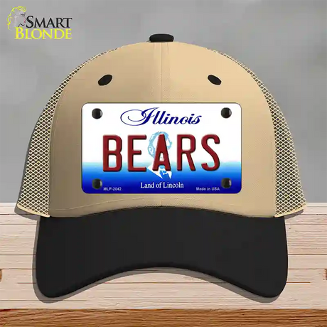 Bears Illinois State Novelty License Plate Hat Mesh / Khaki|Black