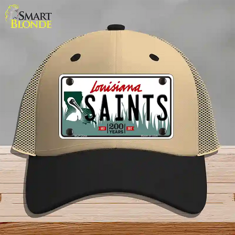 Saints Louisiana State Novelty License Plate Hat Mesh / Khaki|Black