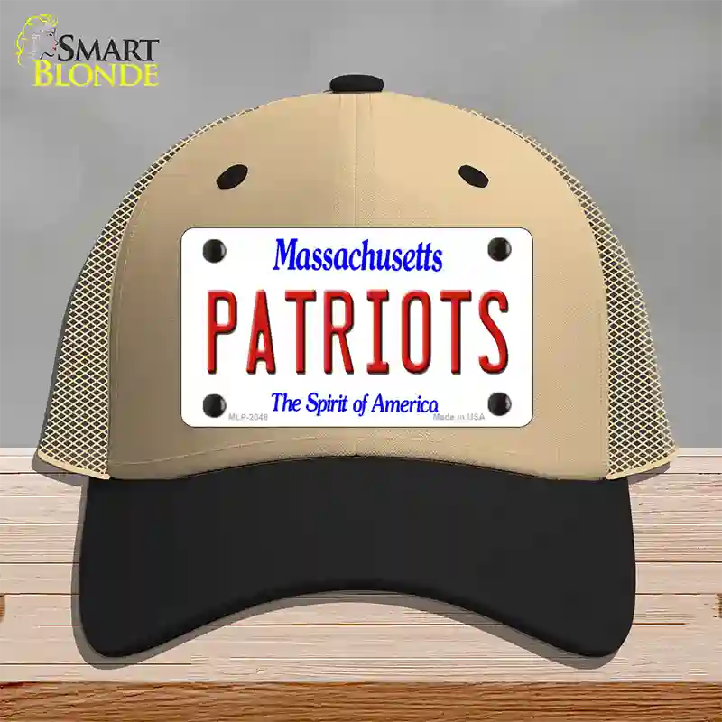 Patriots Massachusetts State Novelty License Plate Hat Mesh / Khaki|Black