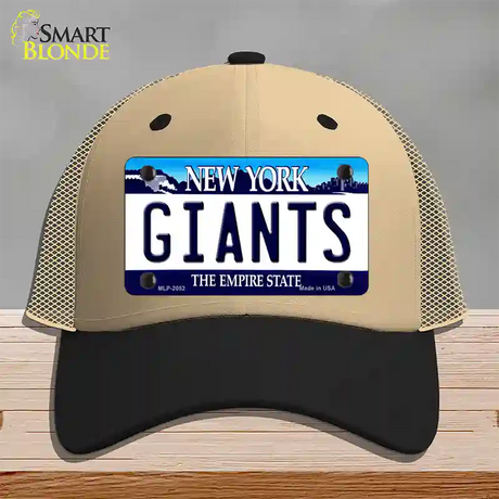 Giants New York State Novelty License Plate Hat Mesh / Khaki|Black