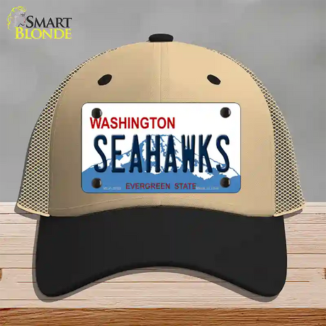 Seahawks Washington State Novelty License Plate Hat Mesh / Khaki|Black