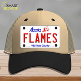 Flames Alberta Canada Province Novelty License Plate Hat Mesh / Khaki|Black