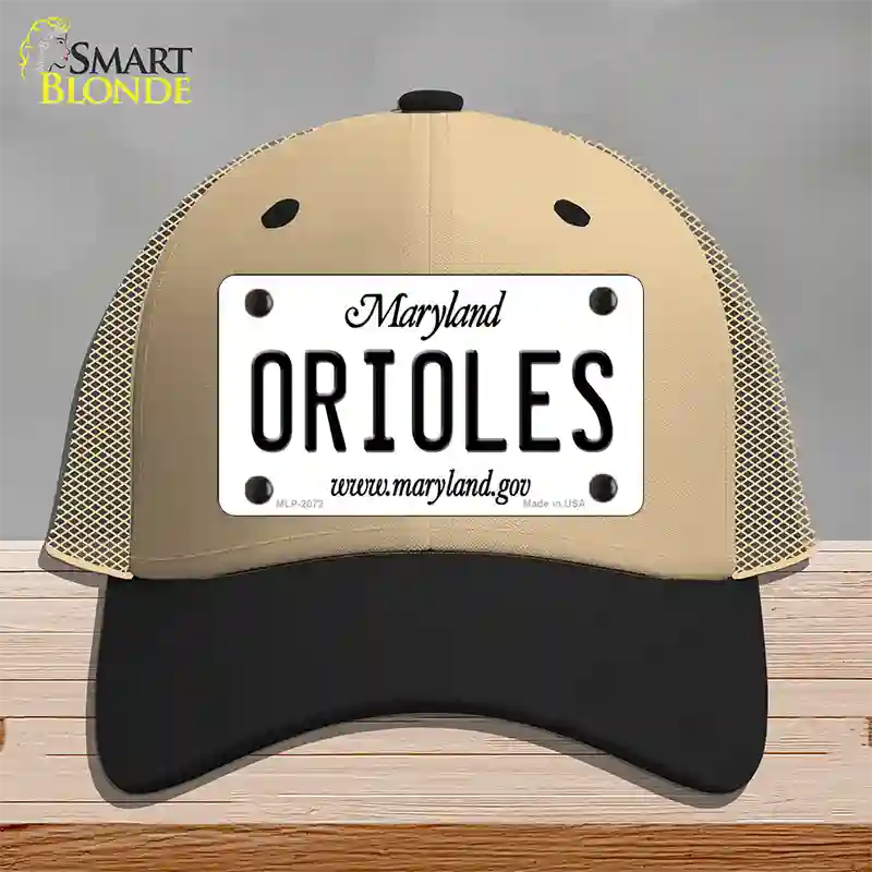 Orioles Maryland State Novelty License Plate Hat Mesh / Khaki|Black