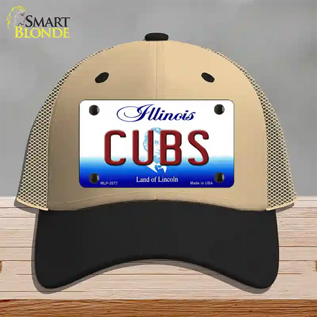 Cubs Chicago Illinois State Novelty License Plate Hat Mesh / Khaki|Black