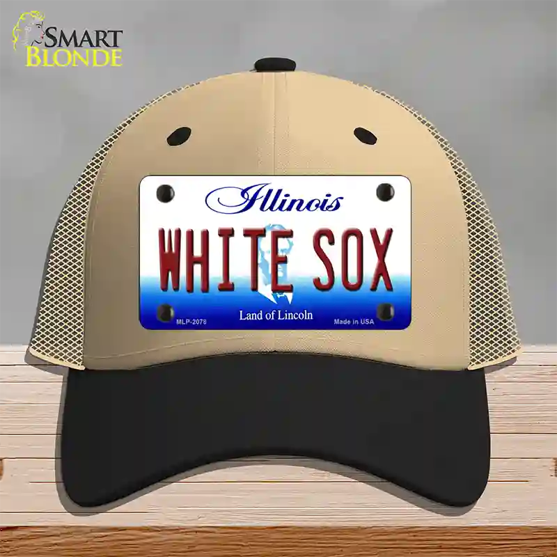 Whitesox Illinois State Novelty License Plate Hat Mesh / Khaki|Black