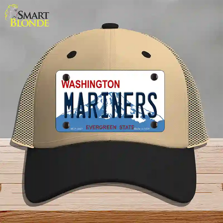 Mariners Washington State Novelty License Plate Hat Mesh / Khaki|Black