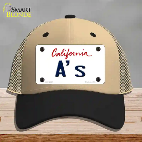 As California State Novelty License Plate Hat Mesh / Khaki|Black