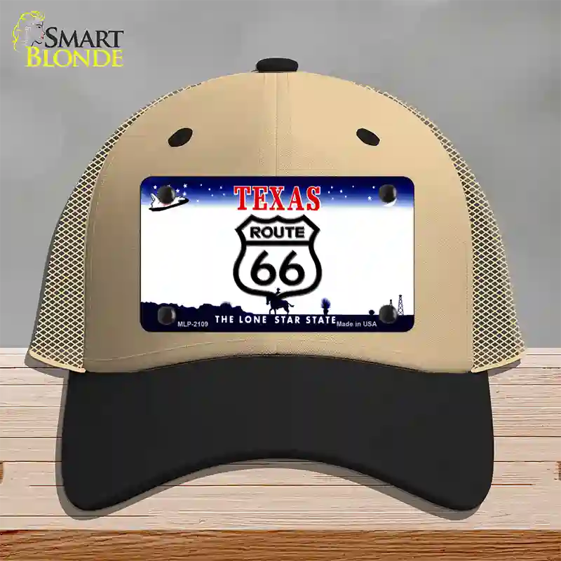 Route 66 Shield Texas Novelty License Plate Hat Mesh / Khaki|Black