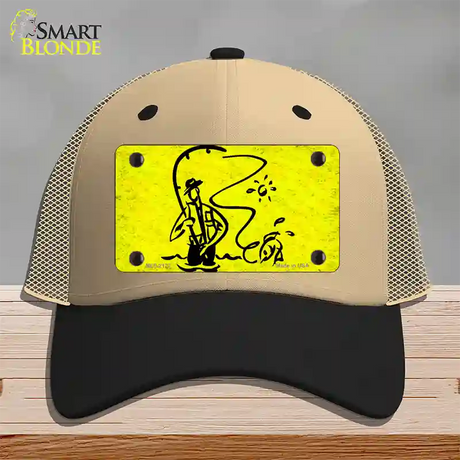 Fly Fishing Novelty License Plate Hat Mesh / Khaki|Black