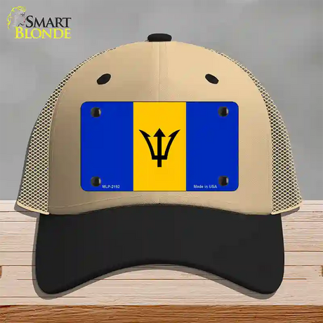 Barbados Flag Novelty License Plate Hat Mesh / Khaki|Black