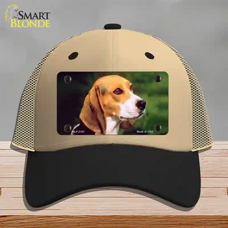 Beagle Dog Novelty License Plate Hat Mesh / Khaki|Black