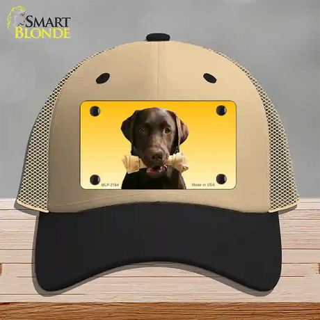 Chocolate Labrador Retriever Dog Novelty License Plate Hat Mesh / Khaki|Black