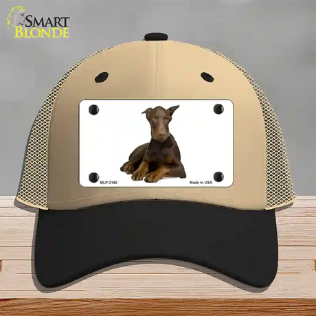 Doberman Pinscher Dog Novelty License Plate Hat Mesh / Khaki|Black