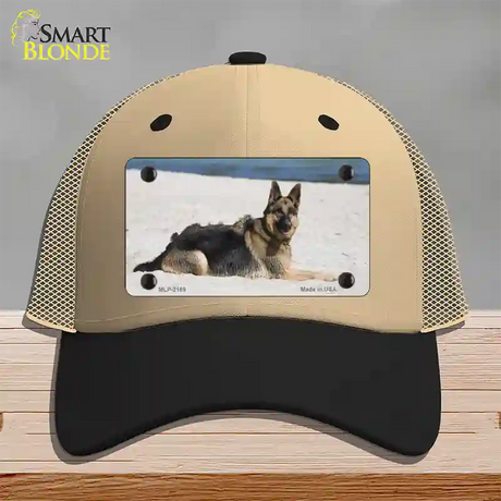 German Shepherd Dog Novelty License Plate Hat Mesh / Khaki|Black