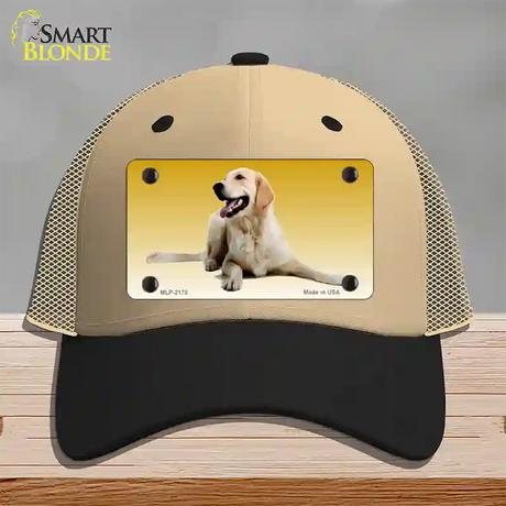 Golden Retriever Dog Novelty License Plate Hat Mesh / Khaki|Black