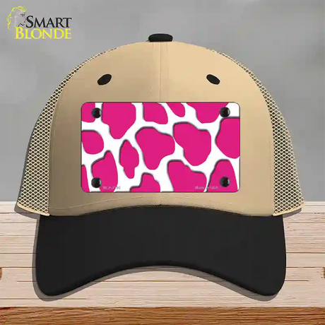 Pink White Giraffe Novelty License Plate Hat Mesh / Khaki|Black