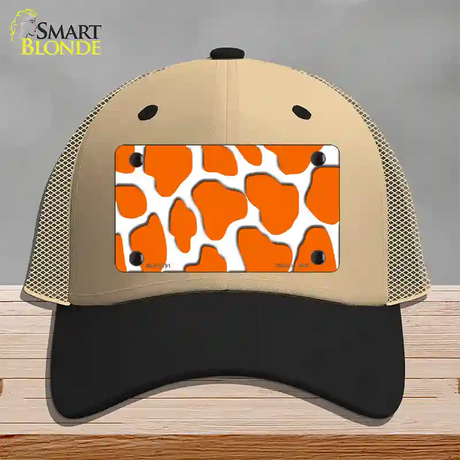 Orange White Giraffe Novelty License Plate Hat Mesh / Khaki|Black