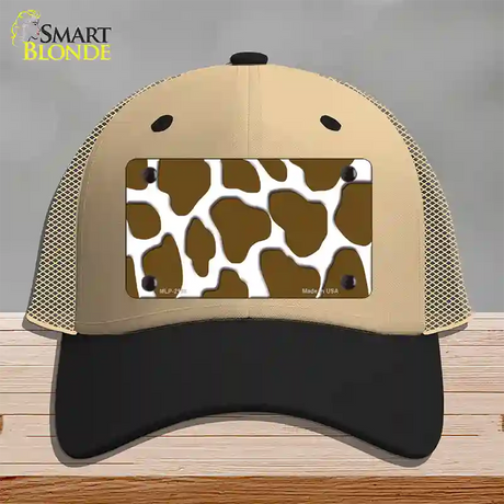 Brown White Giraffe Novelty License Plate Hat Mesh / Khaki|Black