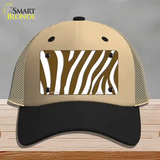 Brown White Zebra Novelty License Plate Hat Mesh / Khaki|Black