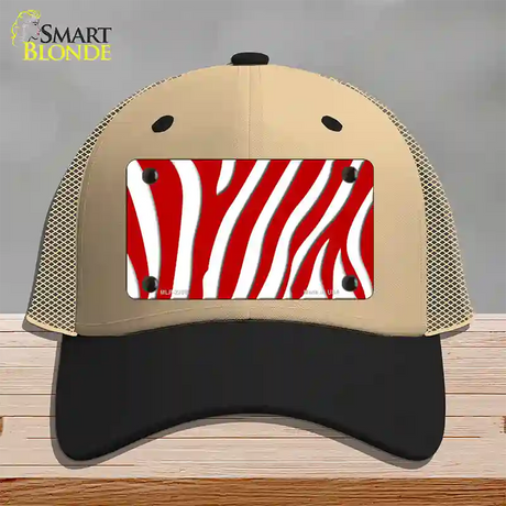 Red White Zebra Novelty License Plate Hat Mesh / Khaki|Black