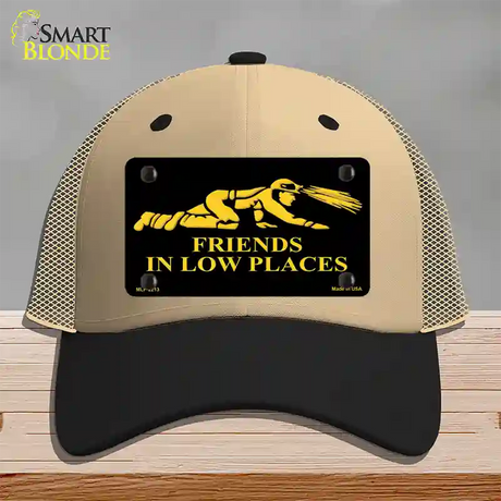 Miners Friends In Low Places Novelty License Plate Hat Mesh / Khaki|Black