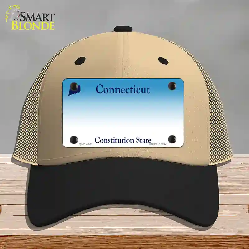 Connecticut State Blank Novelty License Plate Hat Mesh / Khaki|Black