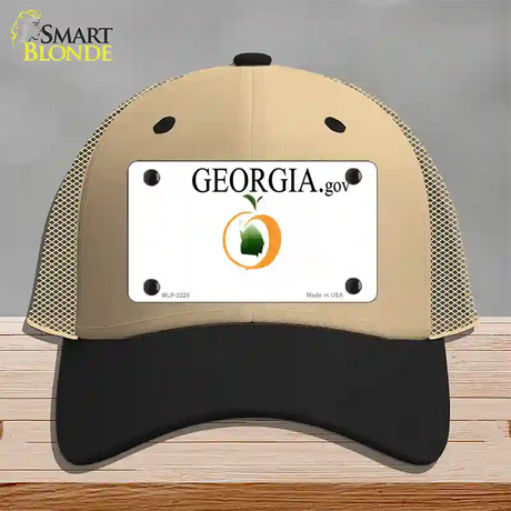 Georgia State Blank Novelty License Plate Hat Mesh / Khaki|Black