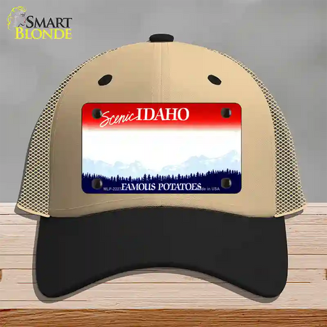 Idaho State Blank Novelty License Plate Hat Mesh / Khaki|Black