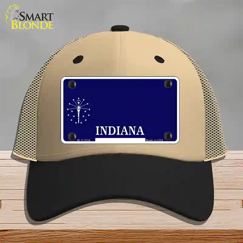 Indiana State Blank Novelty License Plate Hat Mesh / Khaki|Black