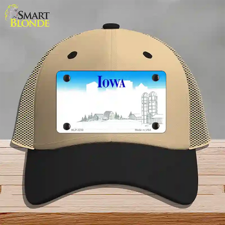 Iowa State Blank Novelty License Plate Hat Mesh / Khaki|Black