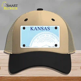 Kansas State Blank Novelty License Plate Hat Mesh / Khaki|Black