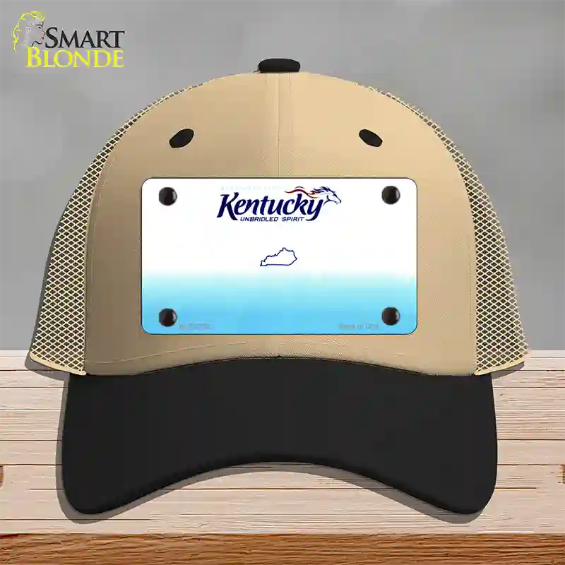 Kentucky State Blank Novelty License Plate Hat Mesh / Khaki|Black