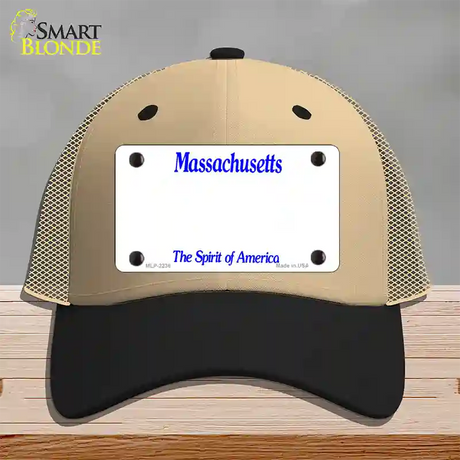 Massachusetts State Blank Novelty License Plate Hat Mesh / Khaki|Black