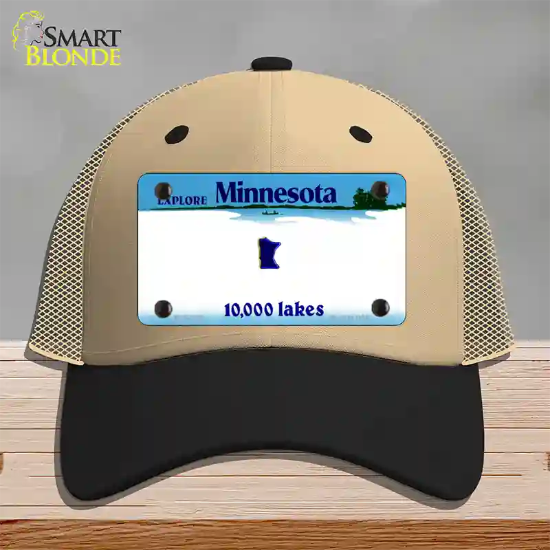 Minnesota State Blank Novelty License Plate Hat Mesh / Khaki|Black