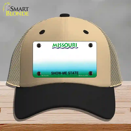 Missouri State Blank Novelty License Plate Hat Mesh / Khaki|Black