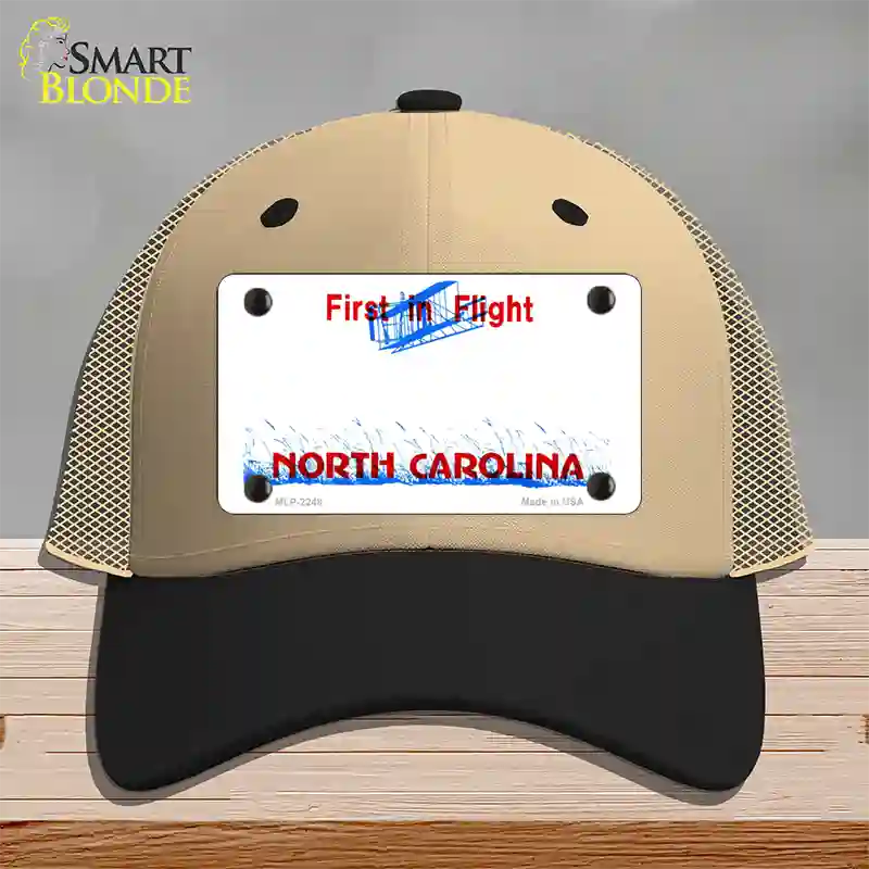 North Carolina State Blank Novelty License Plate Hat Mesh / Khaki|Black