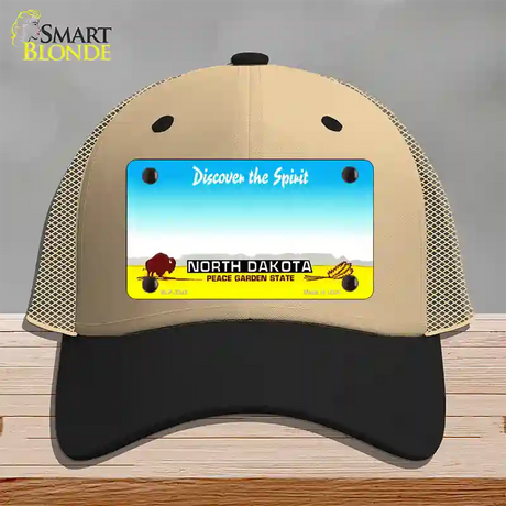 North Dakota State Blank Novelty License Plate Hat Mesh / Khaki|Black