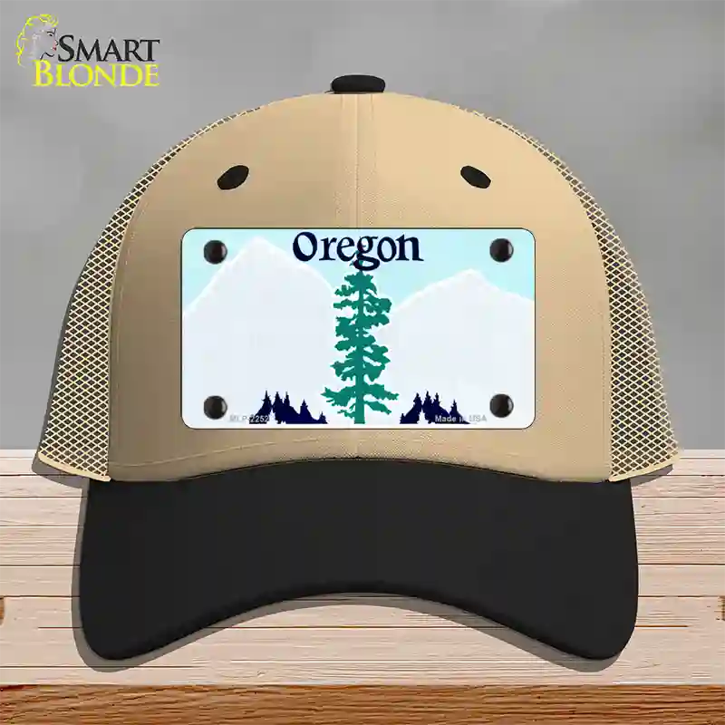 Oregon State Blank Novelty License Plate Hat Mesh / Khaki|Black