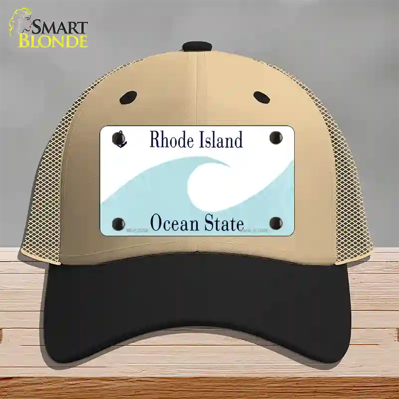 Rhode Island State Blank Novelty License Plate Hat Mesh / Khaki|Black