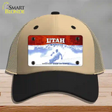 Utah State Blank Novelty License Plate Hat Mesh / Khaki|Black