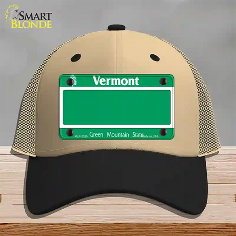 Vermont State Blank Novelty License Plate Hat Mesh / Khaki|Black