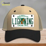 Lightning Florida State Novelty License Plate Hat Mesh / Khaki|Black