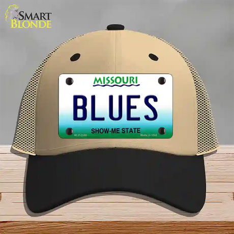 Blues Missouri State Novelty License Plate Hat Mesh / Khaki|Black