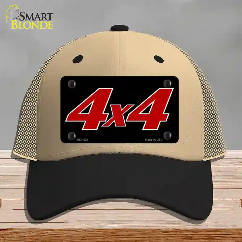 4 X 4 Black Novelty License Plate Hat Mesh / Khaki|Black