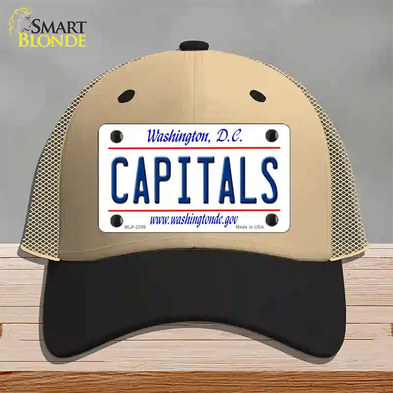 Capitals Washington DC State Novelty License Plate Hat Mesh / Khaki|Black